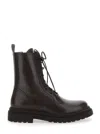 Brunello Cucinelli Brown Ankle Boots With Monils Detail On The Back In Leather Woman In Brown