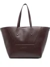 Brunello Cucinelli Bead-embellished Leather-trimmed Suede Tote In Red