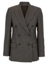 Brunello Cucinelli Blazer Tweed Monile In Gray