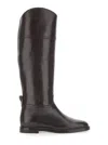 Brunello Cucinelli Brown Boots With Monile Detail On The Back And Side Zip Closure In Leather Woman In Brown