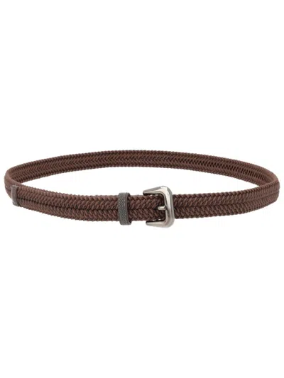 Brunello Cucinelli Brown Braided Buckle Belt