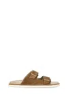 Brunello Cucinelli Men's Beige Suede Leather Sandals With Decorative Buckle Detail