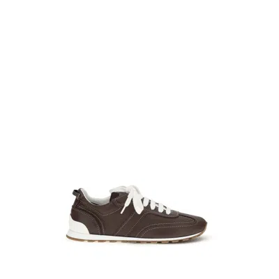 Brunello Cucinelli Brown Calf Leather Bos Taurus Athletic Sneakers In Multi