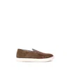 Brunello Cucinelli Suede Logo-print Loafers In Brown