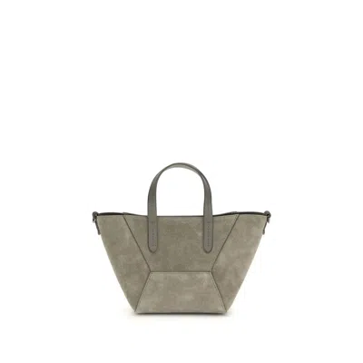 Brunello Cucinelli Brown Calf Leather Bos Taurus Shoulder Bag