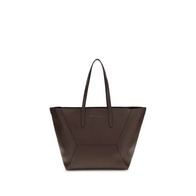 Brunello Cucinelli Brown Calf Leather Bos Taurus Shoulder Women's Bag