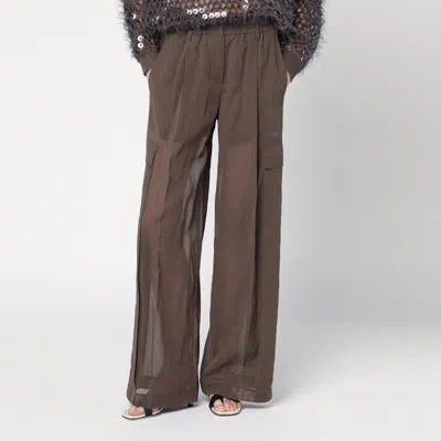 Brunello Cucinelli Brown Cargo Trousers In Cotton