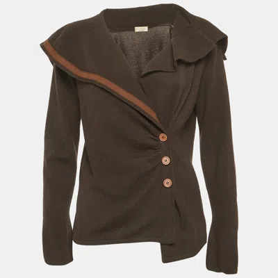 Pre-owned Brunello Cucinelli Brown Cashmere Cardigan L