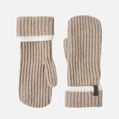 Brunello Cucinelli Brown Cashmere Gloves In Gray