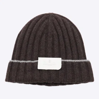 BRUNELLO CUCINELLI BROWN CASHMERE HAT