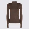 Brunello Cucinelli Ribbed-knit Cashmere And Silk-blend Top In Brown
