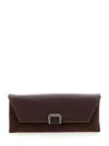 Brunello Cucinelli Brown Clutch With Metal Buckle On The Front In Leather And Suede Woman In Brown