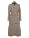 Brunello Cucinelli Wrap Front Belted Coat In Brown