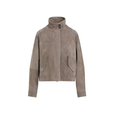 Brunello Cucinelli Brown Cold Suede Leather Jacket