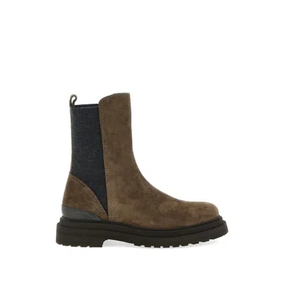 Brunello Cucinelli Brown Color Block Monili Boots
