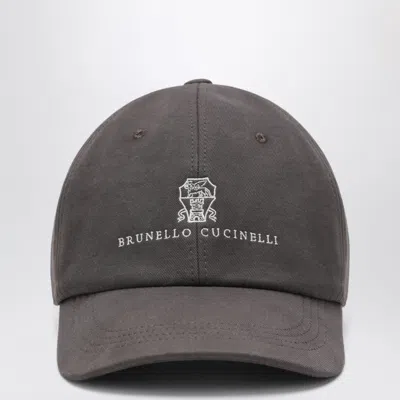 Brunello Cucinelli Brown Cotton Baseball Cap In Orange