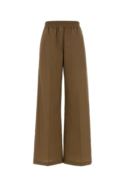 Brunello Cucinelli Brown Cotton Blend Wide-leg Pant In Green