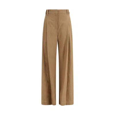 Brunello Cucinelli Women Denim-effect Twill Wide Trousers In Brown