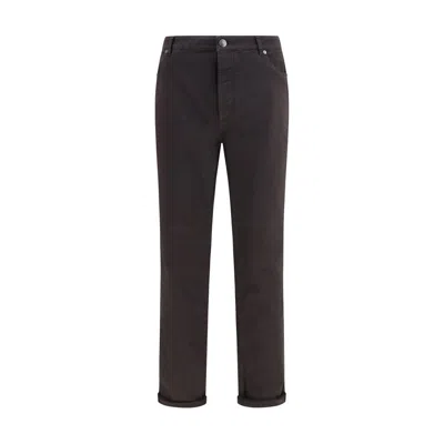 Brunello Cucinelli Brown Cotton Cropped Jeans In Black