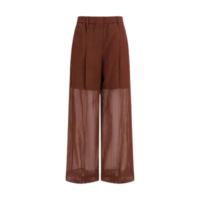 Brunello Cucinelli Casual Pants With Belt Loops In Brown