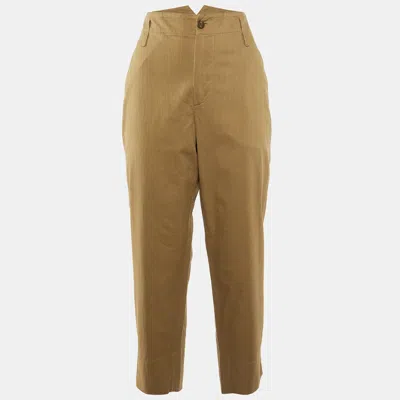 Pre-owned Brunello Cucinelli Brown Cotton High Waist Trousers M