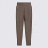 Brunello Cucinelli Olive Brown Linen-viscose Blend Pants In Brown