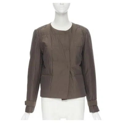 Pre-owned Brunello Cucinelli Brown Cotton Silk Blend Belted Cuffed Padded Jacket It42 M