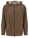 Brunello Cucinelli Brown Sweatshirt With Fixed Hood And Monil Detail On The Sleeve