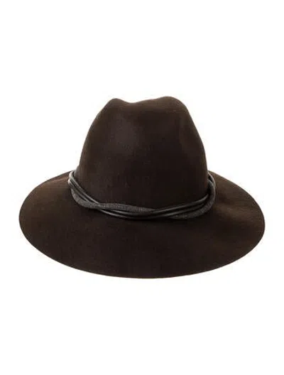 Pre-owned Brunello Cucinelli Brown Cotton With Leather Trim Fedora Hat