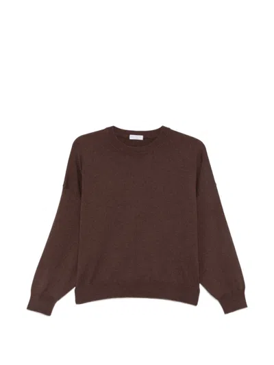 Brunello Cucinelli Brown Crew Neck Long Sleeve Sweater