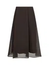 Brunello Cucinelli Brown Crispy Silk Circle Skirt