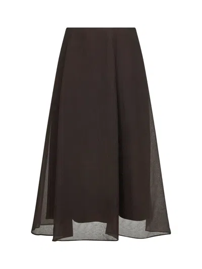 Brunello Cucinelli Brown Crispy Silk Circle Skirt