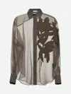 Brunello Cucinelli Brown Shirt With Semi-transparent Design And Embroidery On The Front In Silk Woman In Brown