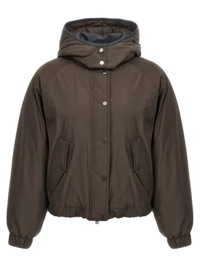 BRUNELLO CUCINELLI BROWN CROPPED JACKET