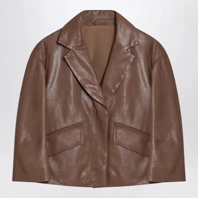 BRUNELLO CUCINELLI BRUNELLO CUCINELLI  BROWN CROPPED LEATHER JACKET