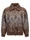 Brunello Cucinelli Sparkling Ombre Embroidery Cardigan In Brown