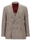 Brunello Cucinelli Diagonal Lapel Blazer With Chest And Flap Pockets In Brown
