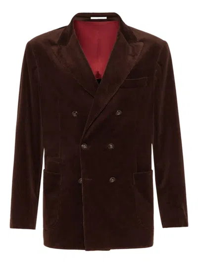BRUNELLO CUCINELLI BROWN DOUBLE-BREASTED JACKET