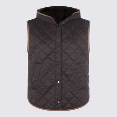Brunello Cucinelli Brown Down Jacket In Black
