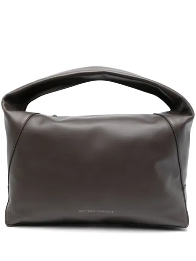 BRUNELLO CUCINELLI BROWN DUO HOBO BAG