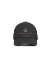 Brunello Cucinelli Brown Flannel Embroidered Baseball Cap In White