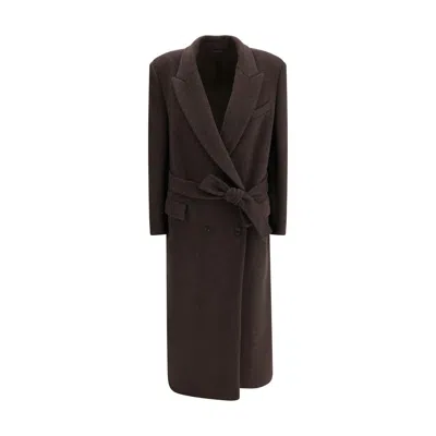 Brunello Cucinelli Brown Fleece Wool Women's Coat