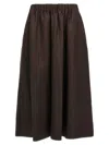 Brunello Cucinelli Elastic-waistband Midi Skirt In Brown