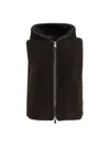 Brunello Cucinelli Brown Fur And Nylon Reversible Vest