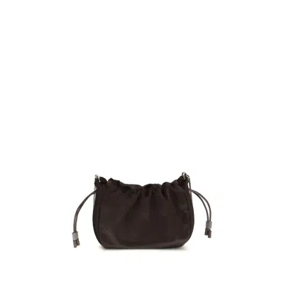 BRUNELLO CUCINELLI BRUNELLO CUCINELLI BROWN FUR SHOULDER WOMEN'S BAG
