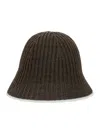 Brunello Cucinelli Brown Hat With Contrasting Hem And Ribbed Knit