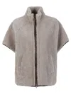 Brunello Cucinelli Brown High-neck Jacket In Gray