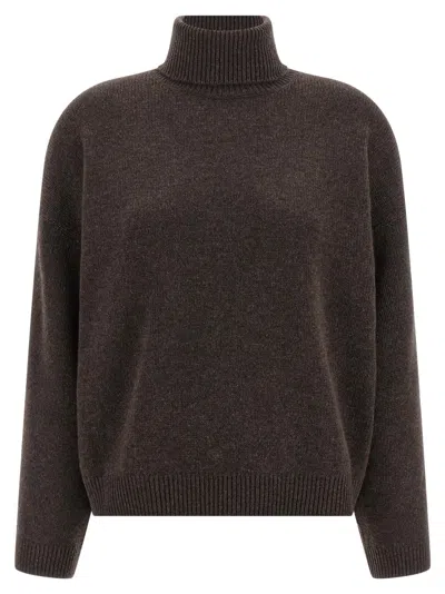 BRUNELLO CUCINELLI BROWN HIGH NECK SWEATER