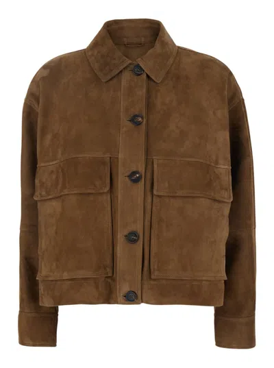 Brunello Cucinelli Brown Jacket With Classic Collar