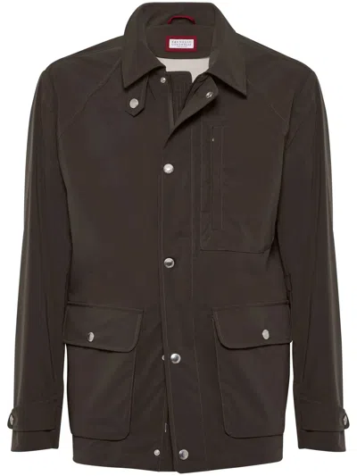 Brunello Cucinelli Brown Jacket With Zip Fastening